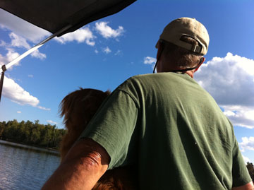 Dad & the Toller man the pontoon